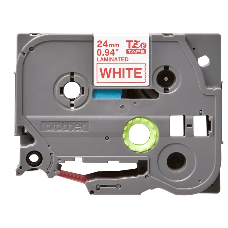 Cassette originale à ruban pour étiqueteuse Brother 24mm rouge sur blanc - TZe-252
