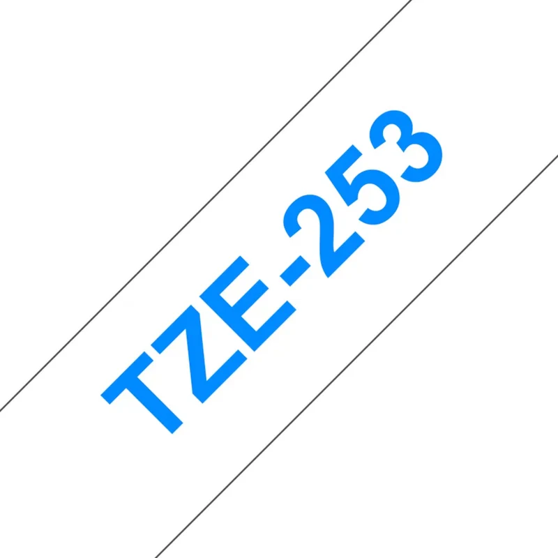 Cassette originale à ruban pour étiqueteuse Brother 24mm bleu sur blanc - TZe-253