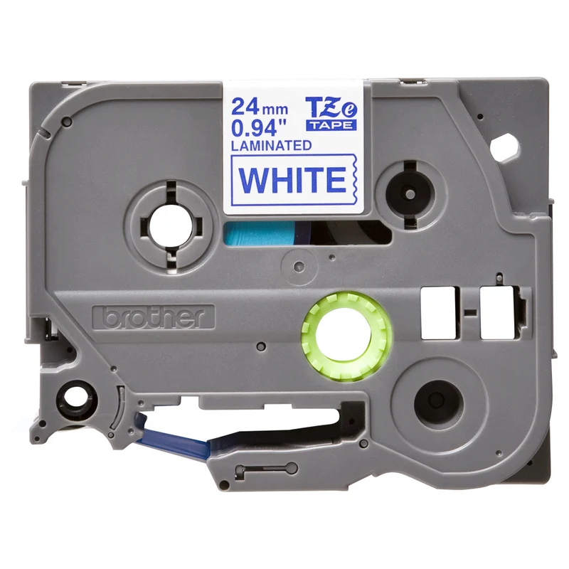 Cassette originale à ruban pour étiqueteuse Brother 24mm bleu sur blanc - TZe-253