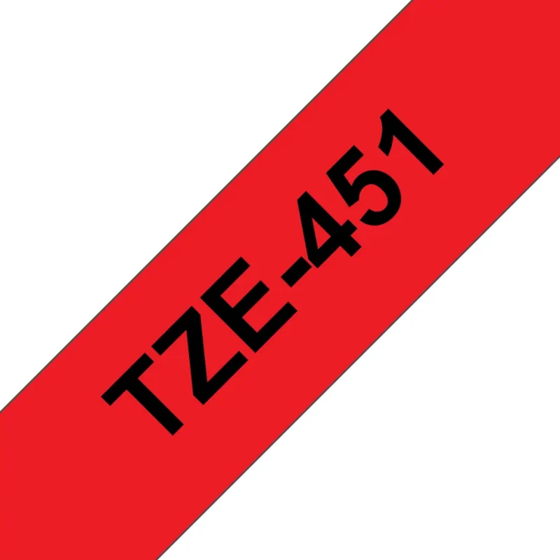 Cassette originale à ruban pour étiqueteuse Brother 24mm noir sur rouge - TZe-451