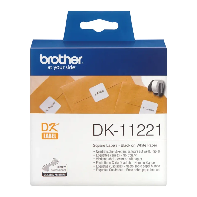 Rouleau d'étiquettes Brother original Noir sur blanc, 23 x 23 mm - DK-11221