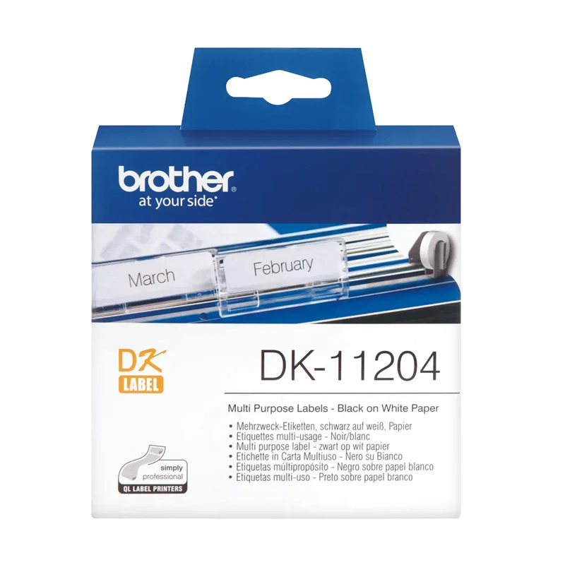 Ruban d'étiquettes papier pré-découpé 17mm x 54m Brother pour imprimante d'étiquettes - DK-11204