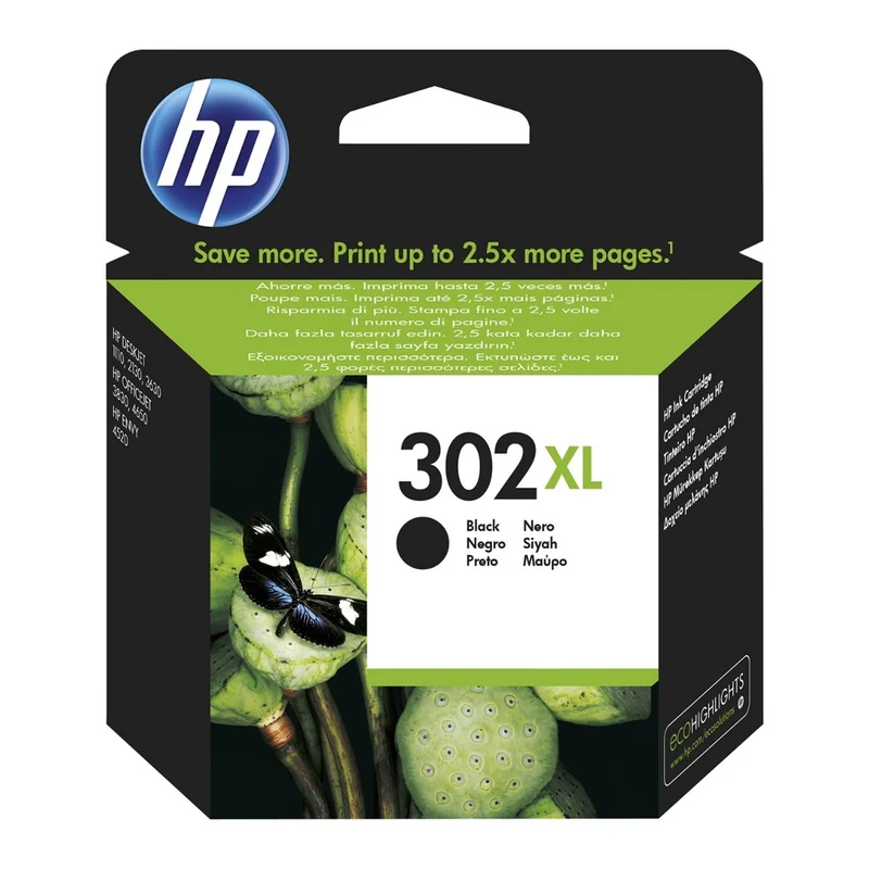 Cartouche d'encre noir d'origine HP 302XL - F6U68AE