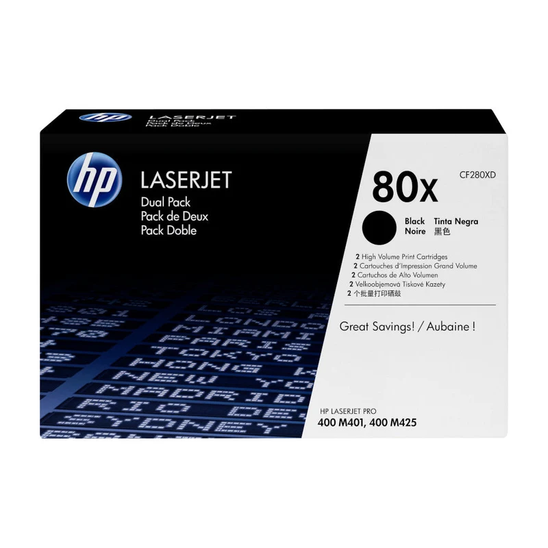 Pack de cartouches de toner d'origine HP 80X Noir - CF280XD