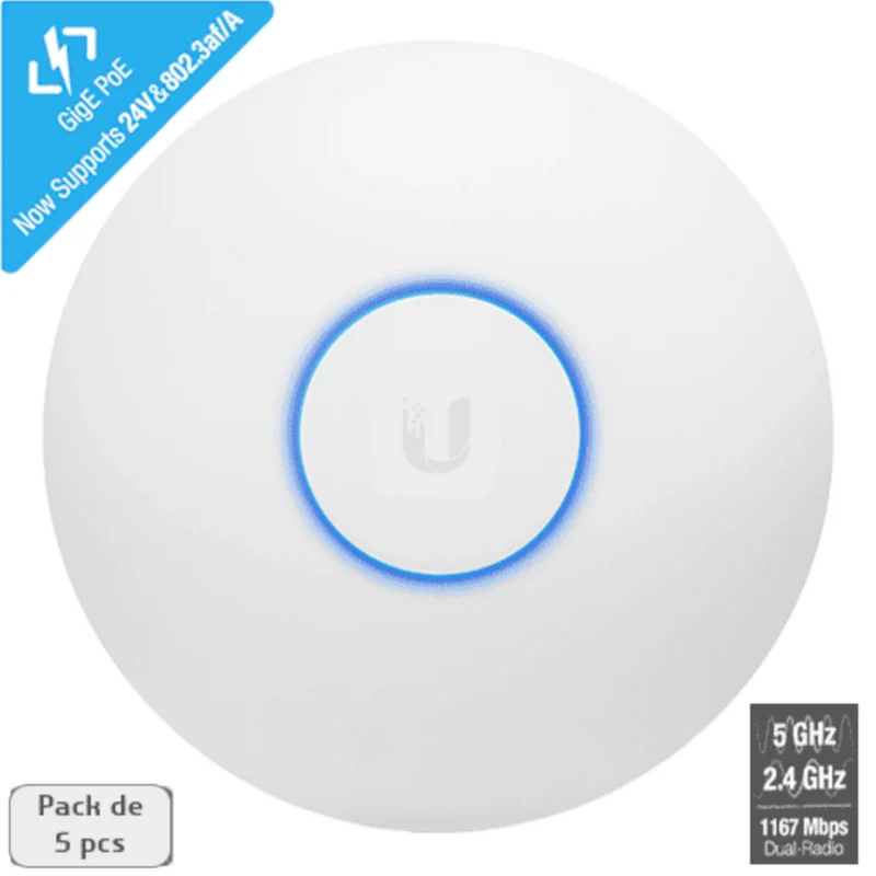 Point d'accès UniFi ac LR 1350Mbits PoE af (5x) Ubiquiti - UAP-AC-LR-5