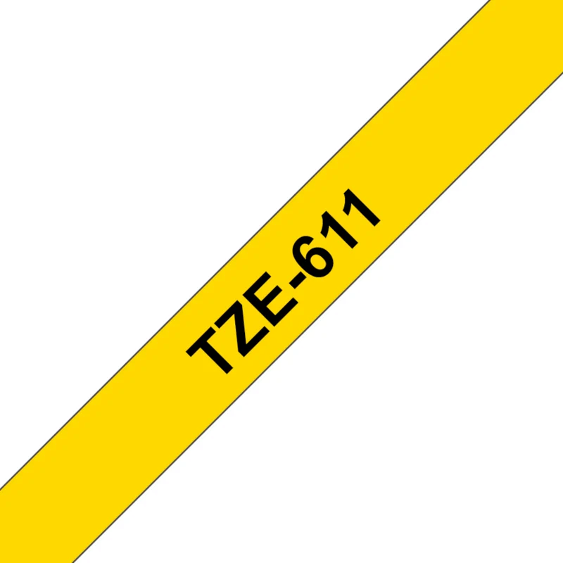 Cassette originale à ruban pour étiqueteuse Brother 6mm noir sur jaune - TZe-611