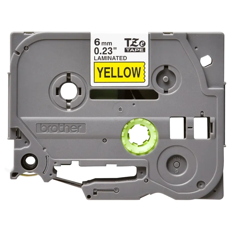 Cassette originale à ruban pour étiqueteuse Brother 6mm noir sur jaune - TZe-611