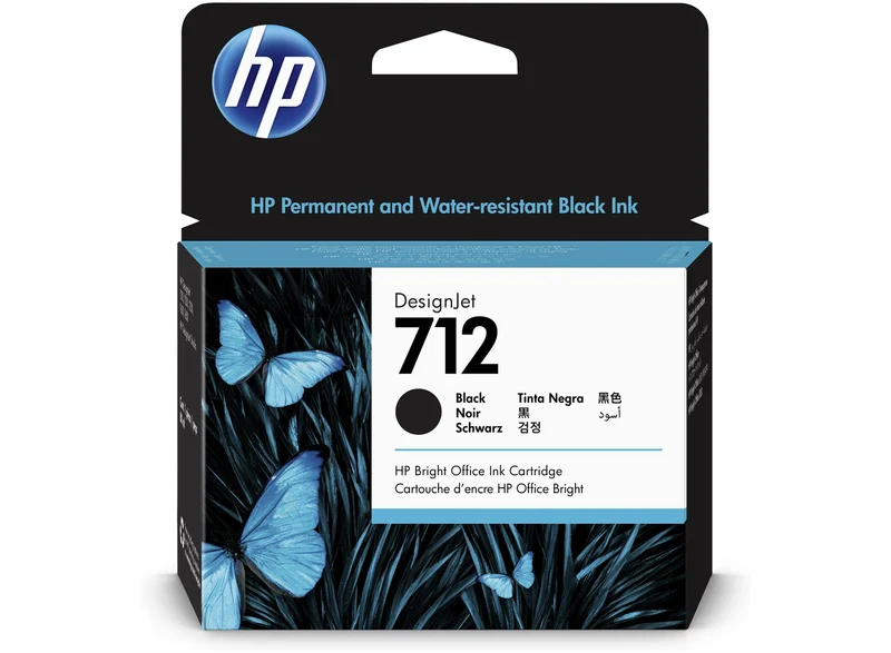 Cartouche d'encre couleur noir d'origine HP 712 DesignJet 80mL - 3ED71A