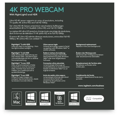 Webcam Logitech BRIO 4K Ultra HD - 960-001106