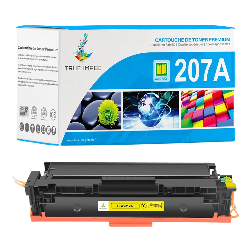 HP 207A W2212A Toner Jaune Compatible | Puce Intelligente | Suivi du niveau d'encre