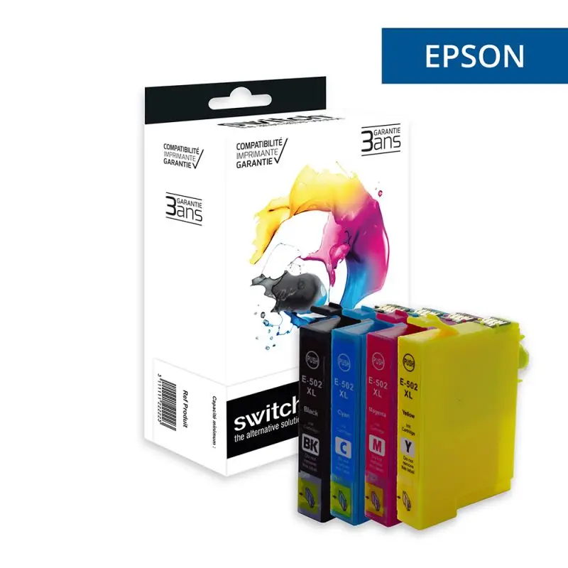 Epson 502XL Jumelles Cartouche Pack 4 Couleurs compatible équivalent à C13T02W64010 · Switch
