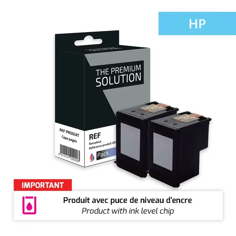 HP 305XXL Cartouche Pack 2 Noir remanufacturé équivalent à 3YM62AE