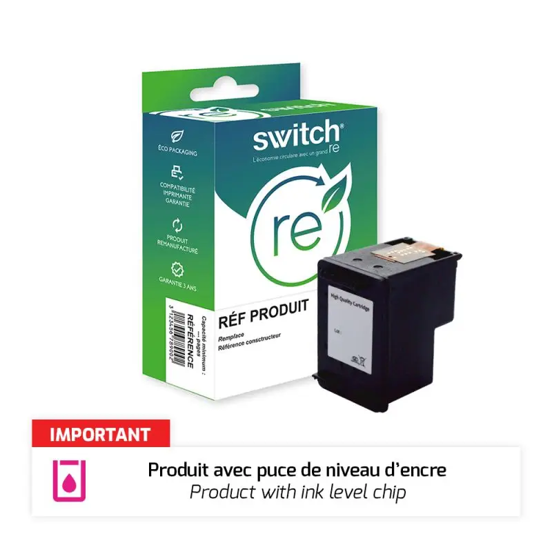 HP 303XL Cartouche Noir remanufacturé équivalent à T6N04AE · Switch RE