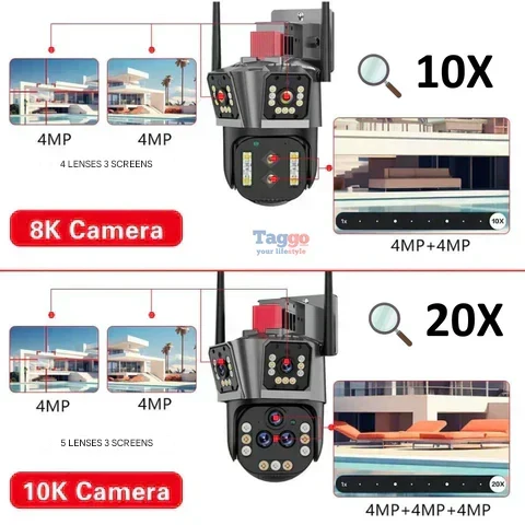 Caméra Sécurité Sans Fil 10K - Zoom x20 - DualGuard Ultra 10K