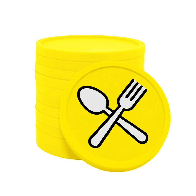 Jetons pour buvette couverts fourchette & cuillère Ø29 mm - 100 pièces