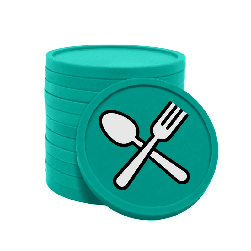 Jetons pour buvette couverts fourchette & cuillère Ø29 mm - 100 pièces