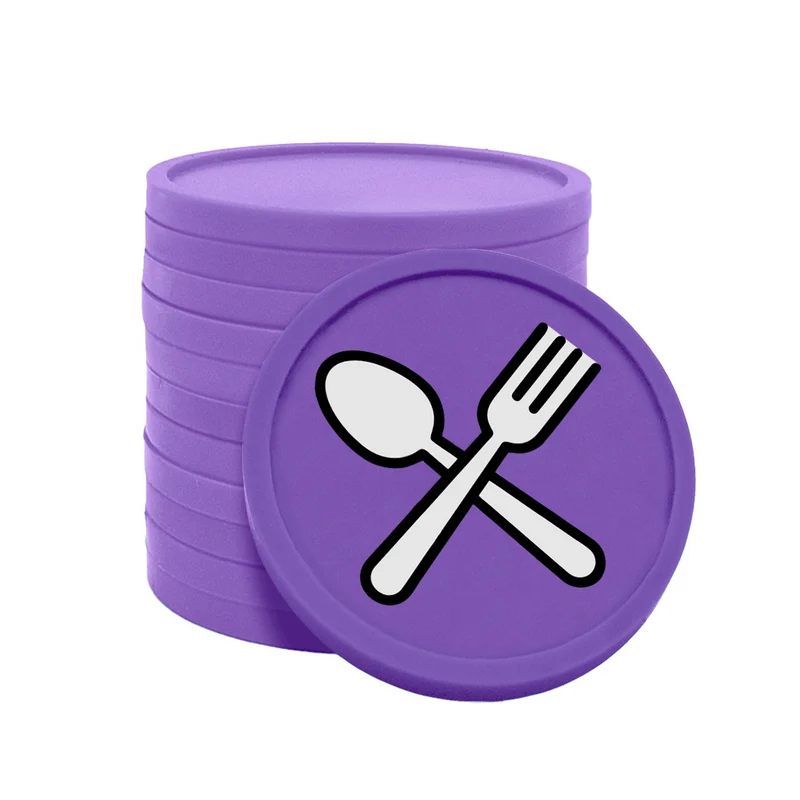 Jetons pour buvette couverts fourchette & cuillère Ø29 mm - 100 pièces
