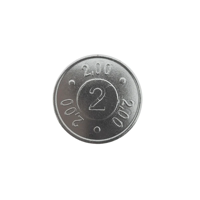 Jetons caddie acier nickelé format 2 € - 100 pièces