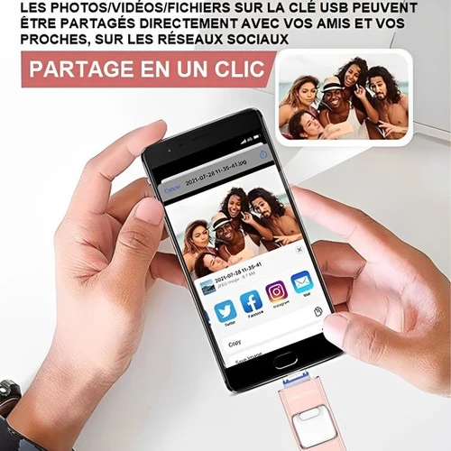 Clé USB 4-en-1 pour iPhone et Android, 128GB à 32GB