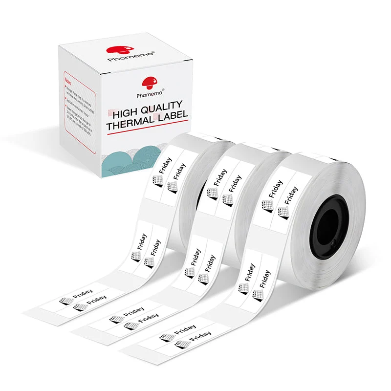 Phomemo 6x22mm Black on White Double-Row Labels for D30/D35/Q30/Q30S