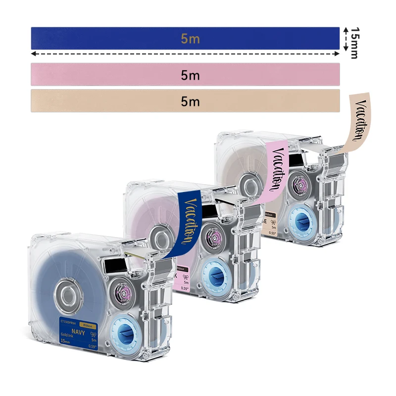 Phomemo 15mmx5m Navy&Pink&Beige Ribbon Label Tapes for P15/A30