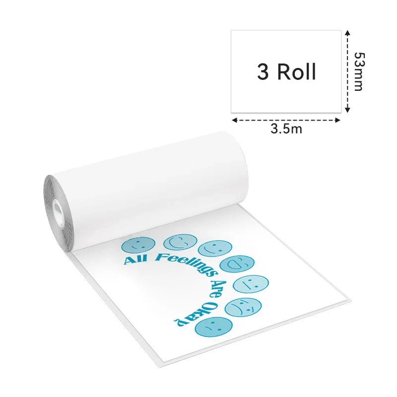 Phomemo 53mm Rose/Blue/Green Transparent Sticker Thermal Paper for M02/M02S/M02Pro/M03/M03AS/M04S/M04AS/M832丨3 Rolls
