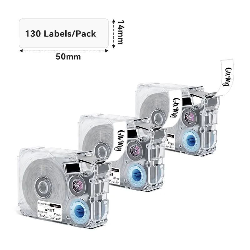 Phomemo 14x50mm Black on White Thermal Transfer Label Tapes for P15