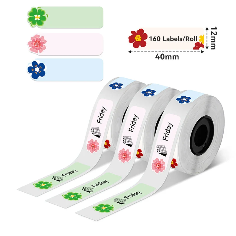 Phomemo 12x40mm Flowers Thermal Label for D30/D35/Q30/Q30S
