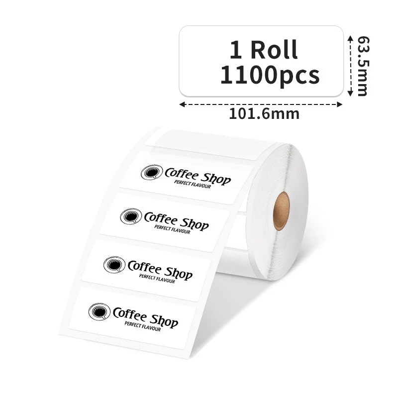 Phomemo 4"x2.5" White Thermal Sticker for Shippping Label Printer (Roll of 1100 Labels)
