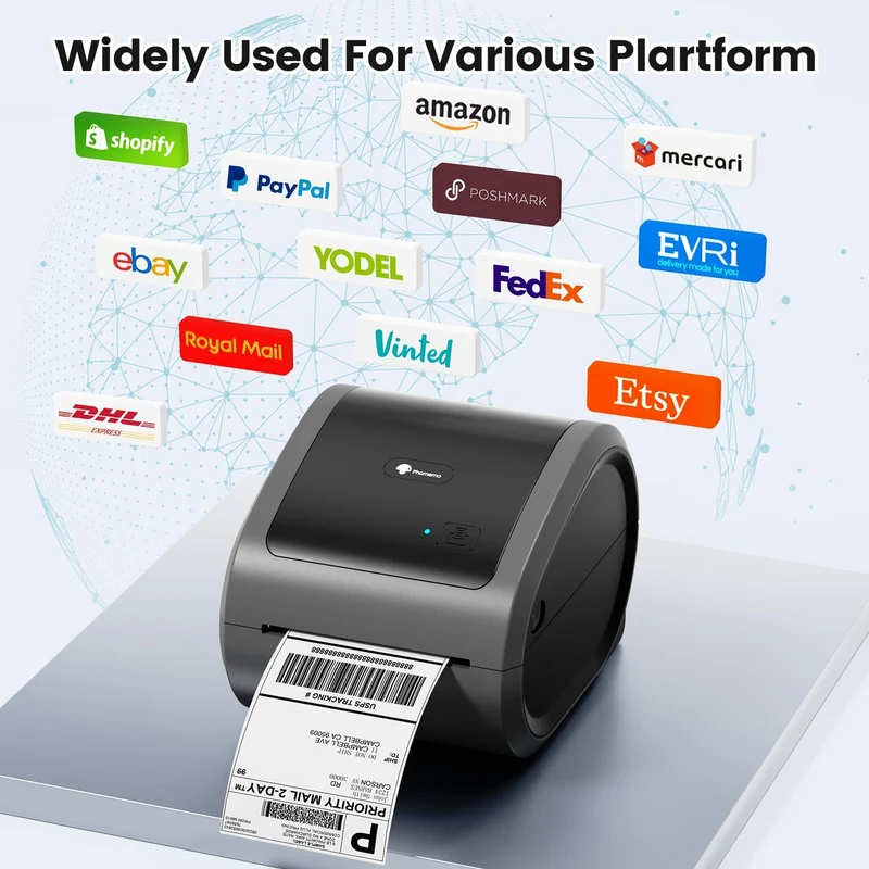 Phomemo D520BT Bluetooth Thermal Printer - DHL Label Printer for Labels 4 x 6, Label Printer for Barcode Shipping Labels Compatible with Ebay,Amazon,Etsy,Shopify, UPS,FedEx etc, Grey