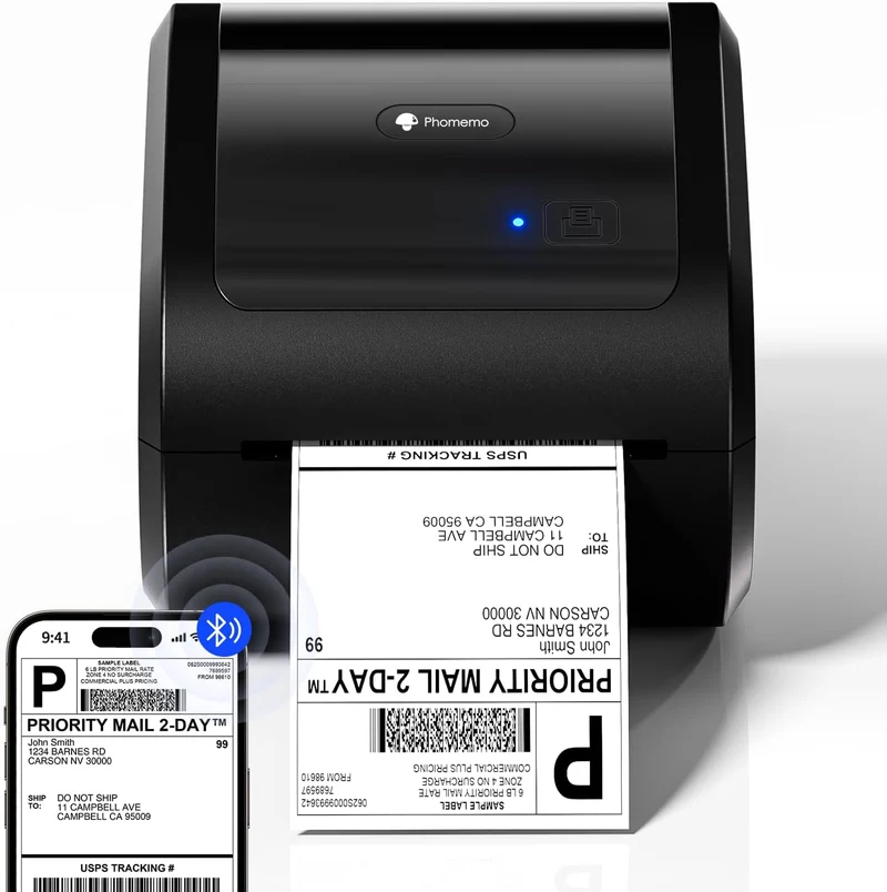 Phomemo D520BT Bluetooth Thermal Printer - DHL Label Printer for Labels 4 x 6, Label Printer for Barcode Shipping Labels Compatible with Ebay,Amazon,Etsy,Shopify, UPS,FedEx etc, Grey
