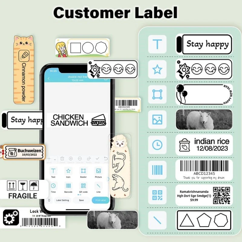 Phomemo 12x40mm Cat Pattern Label for D30/D35/Q30/Q30S