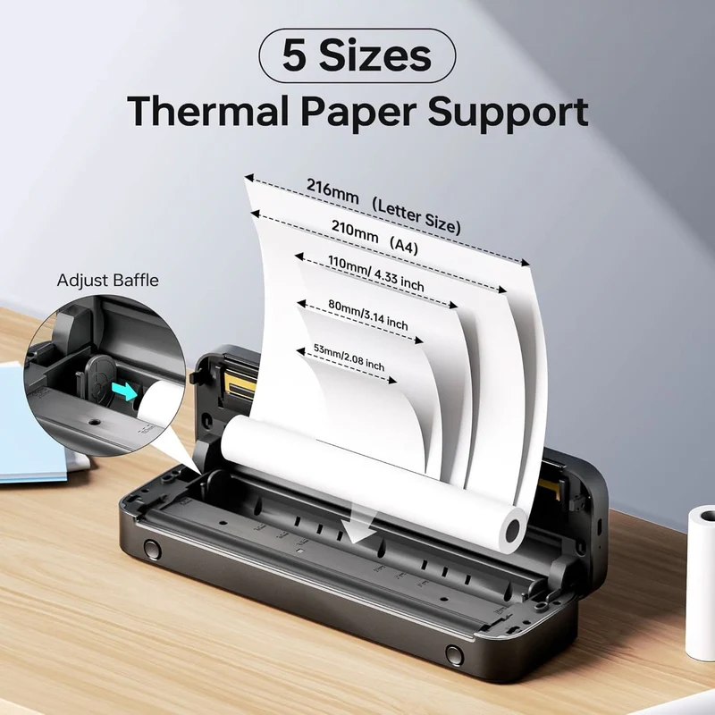 Phomemo Portable Printer,[Upgrade] M832 Inkless Printer,Bluetooth Portable Printers Wireless for Travel,8.5''x 11''Thermal Printer Support Multi Sizes for Home,Office,Car,Compatible with Phone &Laptop