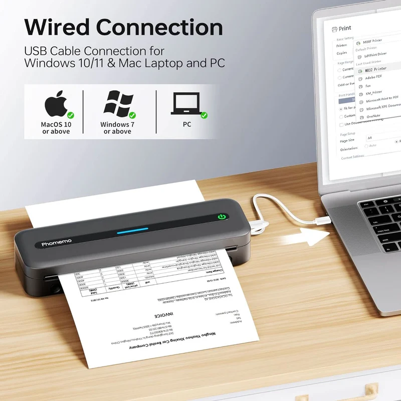 Phomemo Portable Printer,[Upgrade] M832 Inkless Printer,Bluetooth Portable Printers Wireless for Travel,8.5''x 11''Thermal Printer Support Multi Sizes for Home,Office,Car,Compatible with Phone &Laptop