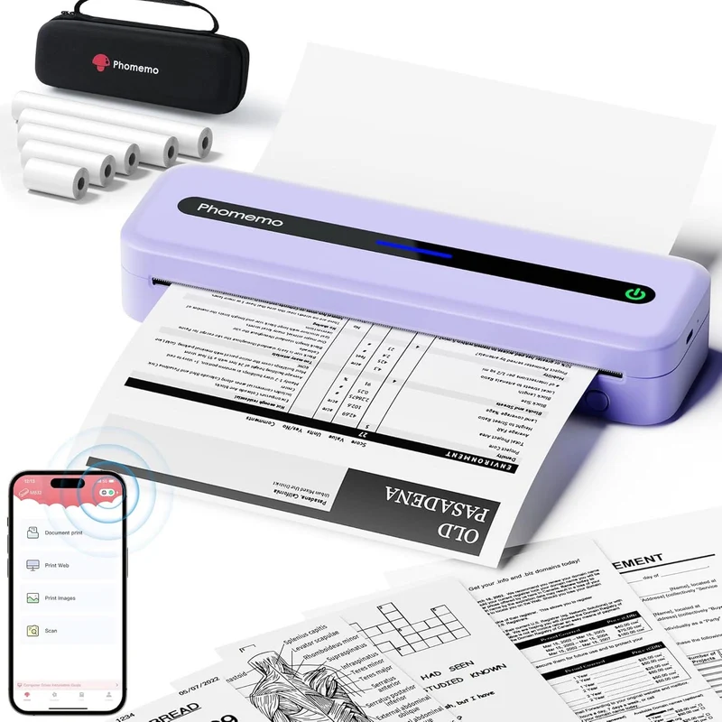 Phomemo Portable Printer,[Upgrade] M832 Inkless Printer,Bluetooth Portable Printers Wireless for Travel,8.5''x 11''Thermal Printer Support Multi Sizes for Home,Office,Car,Compatible with Phone &Laptop