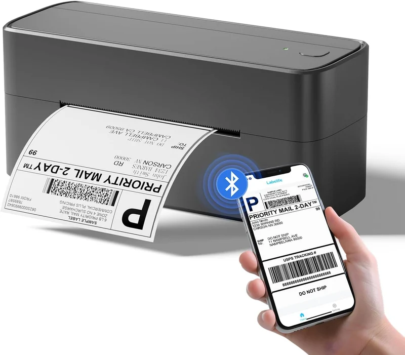 Phomemo 241BT lmprimante Etiquette Thermique Bluetooth 4x6, DHL Imprimante Etiquette Autocollante Bluetooth avec Vitesse d'impression 150mm/s -Via USB Bluetooth, pour DHL, UPS, Amazon, Ebay, Shopify