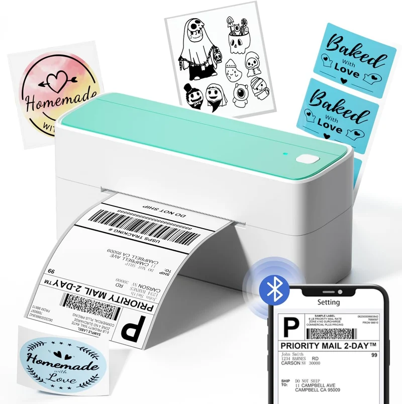 Phomemo 241BT lmprimante Etiquette Thermique Bluetooth 4x6, DHL Imprimante Etiquette Autocollante Bluetooth avec Vitesse d'impression 150mm/s -Via USB Bluetooth, pour DHL, UPS, Amazon, Ebay, Shopify