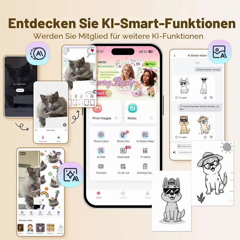 Phomemo M03C Mini-Drucker für Lernkarten