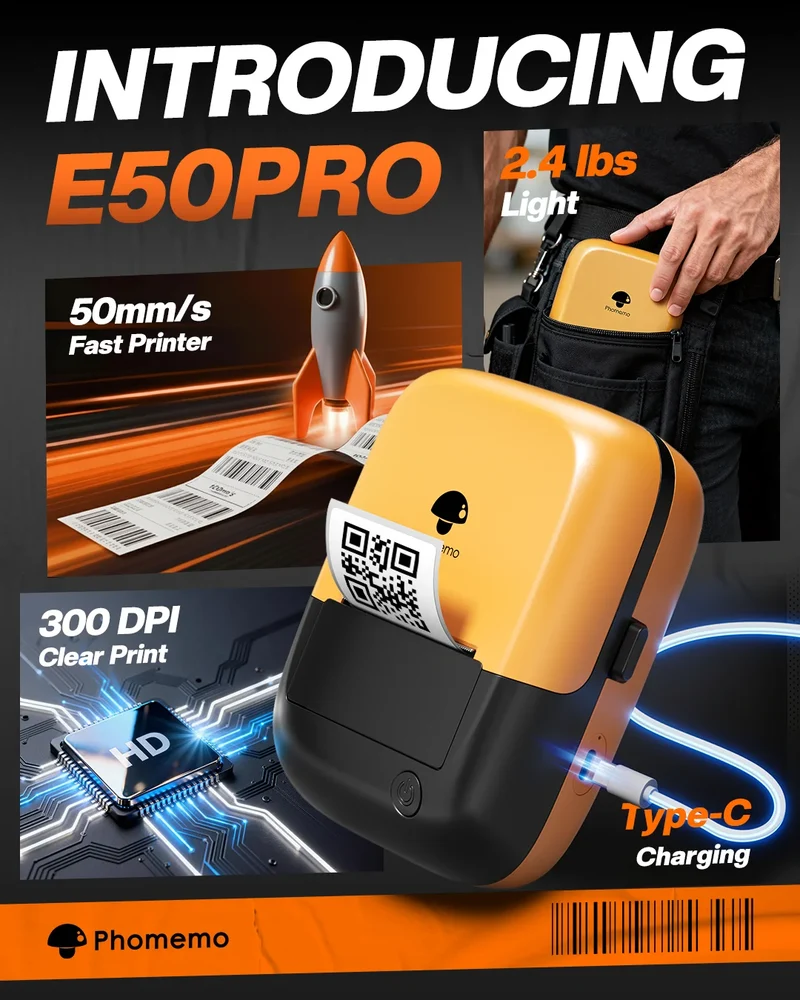 Phomemo E50PRO Industrie-Etikettendrucker