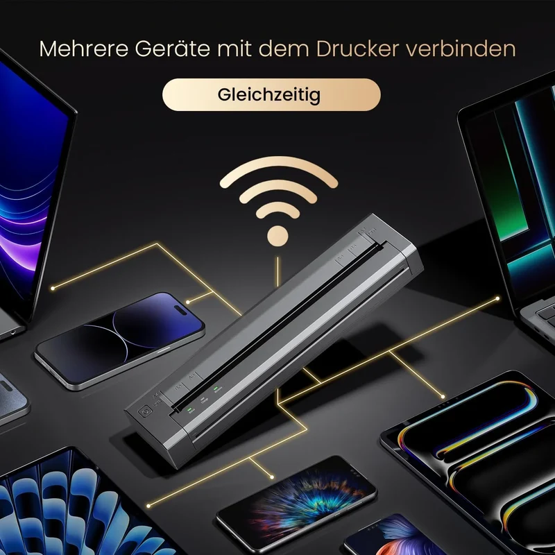 Phomemo G100 Pro AirPrint Tragbarer Drucker A4 Kit Kabellos für Reisen mit Tasche