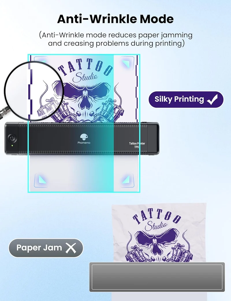 Phomemo TP81 (Upgraded) Wireless Tattoo Stencil Printer, Thermal Tattoo Printer with 10pcs Transfer Paper, Tattoo Printer for Tattoo Artists & Beginners, Compatible with Tablet,Smartphone & PC