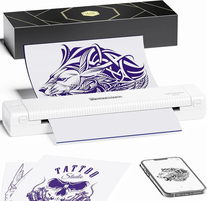 Phomemo TP81 (Upgraded) Wireless Tattoo Stencil Printer, Thermal Tattoo Printer with 10pcs Transfer Paper, Tattoo Printer for Tattoo Artists & Beginners, Compatible with Tablet,Smartphone & PC