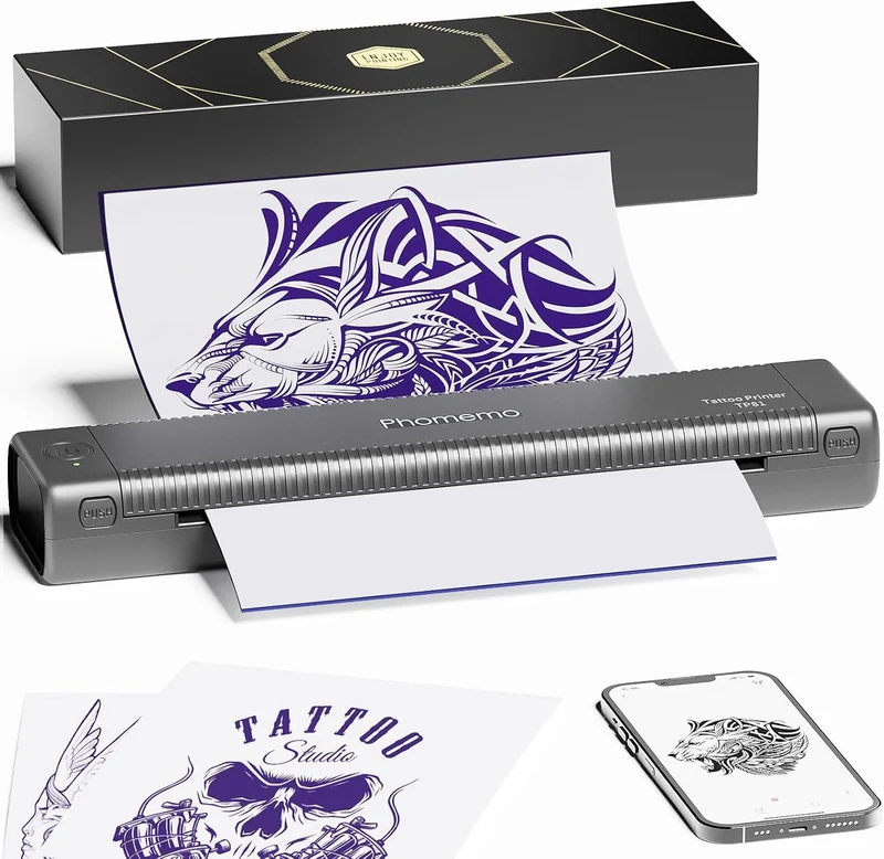 Phomemo TP81 (Upgraded) Wireless Tattoo Stencil Printer, Thermal Tattoo Printer with 10pcs Transfer Paper, Tattoo Printer for Tattoo Artists & Beginners, Compatible with Tablet,Smartphone & PC