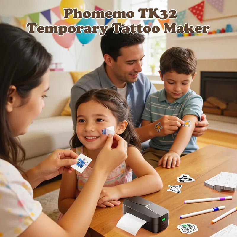 Phomemo TK32 Tattoo Maker Refill Pack,Includes 50pcs Tattoo&Transfer Papers and 8 Markers