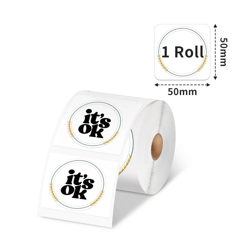 Phomemo 50×50mm Transparent Round Flower Pattern Label For M110/M150/M120/M200/M220/M221 - 1 Roll