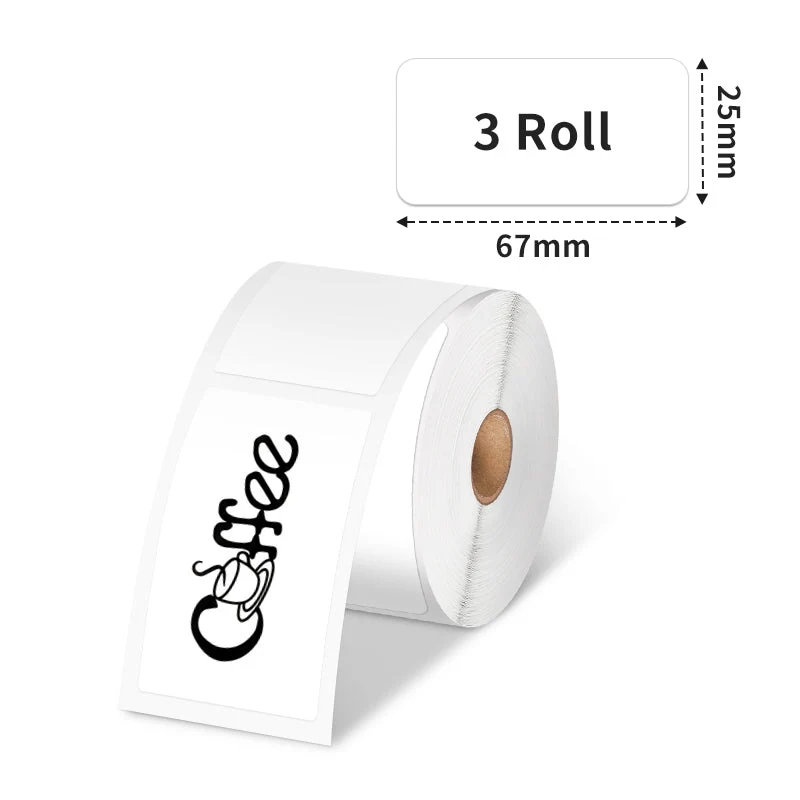 Phomemo 25x67mm White Thermal Label for M110/M221/M220/M120/M200/M150-3 Rolls