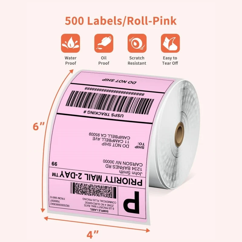 Phomemo Thermal Direct 4"x6" Shipping Label (Roll of 500 Labels)