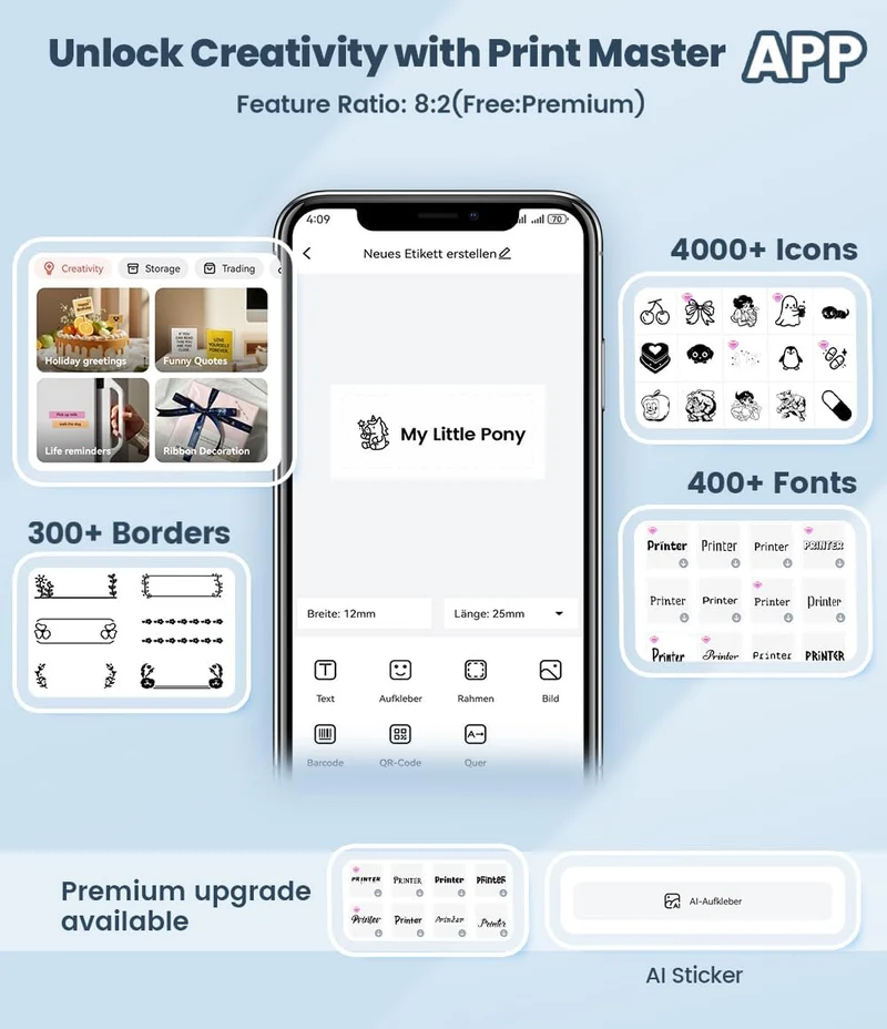 Phomemo P12 Pro Bluetooth-Etikettendrucker für den Heimgebrauch