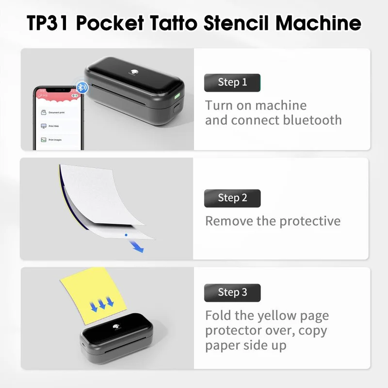 Phomemo TP31 Bluetooth-Mini-Drucker für Tattoo-Schablonen