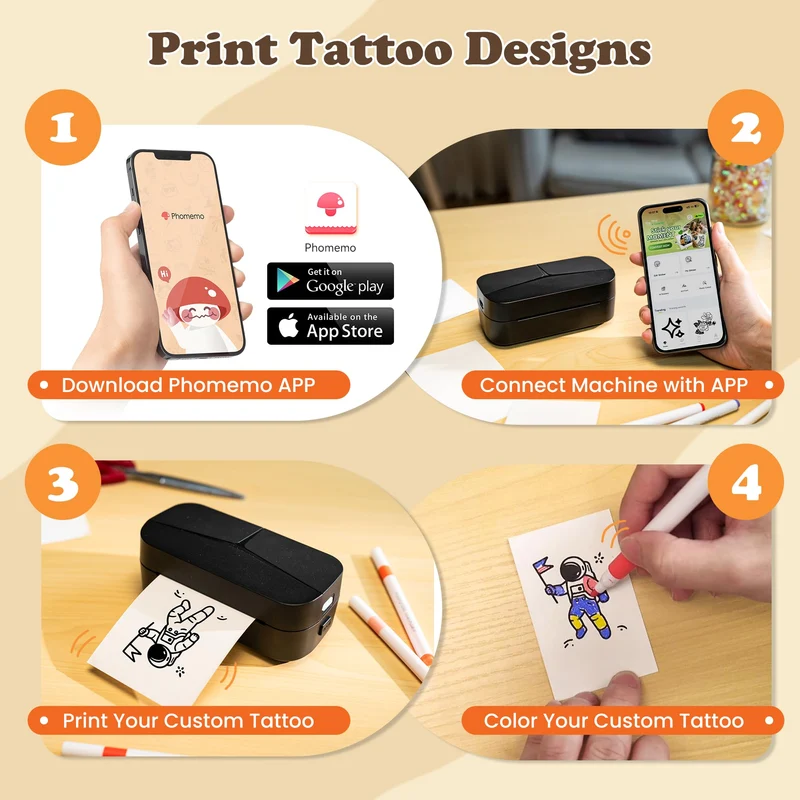 Phomemo TK32 DIY-Set zur Erstellung temporärer Tattoos